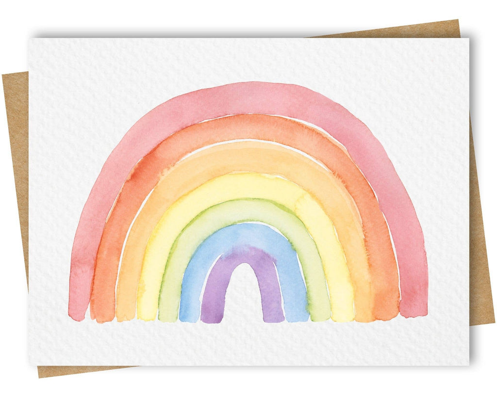 Watercolour Rainbow Card, Includes Kraft Envelope