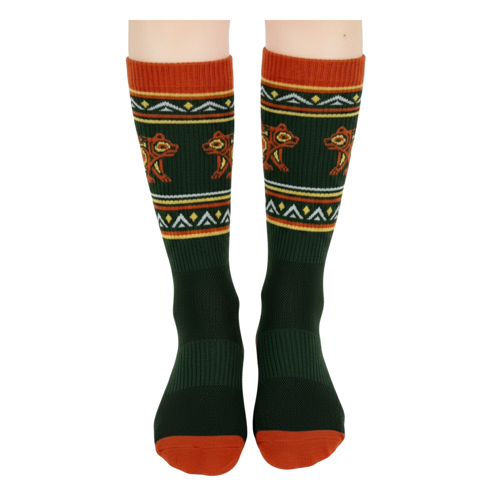 Unisex Spirit Bear Outdoor Mid-Calf Socks | Cushioned Cotton Blend Hiking Socks & Camping Socks