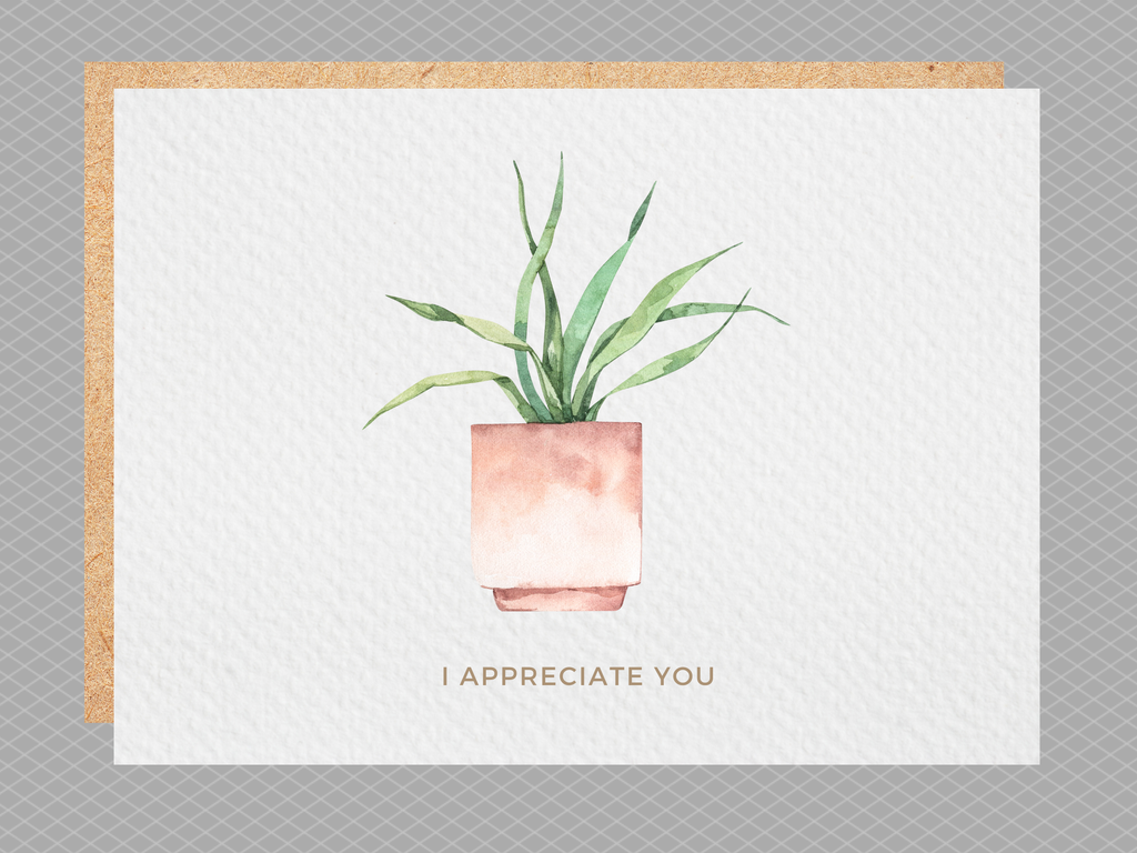 "I Appreciate You" Thank You Card, Includes Kraft Envelope