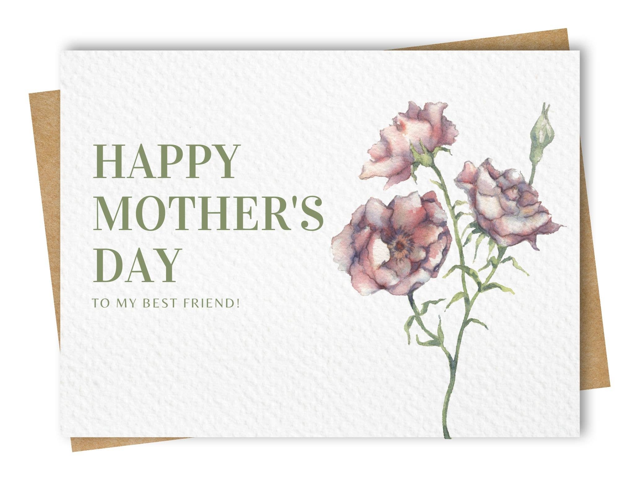 Mother's Day Best Friend Card - Includes Kraft Envelope