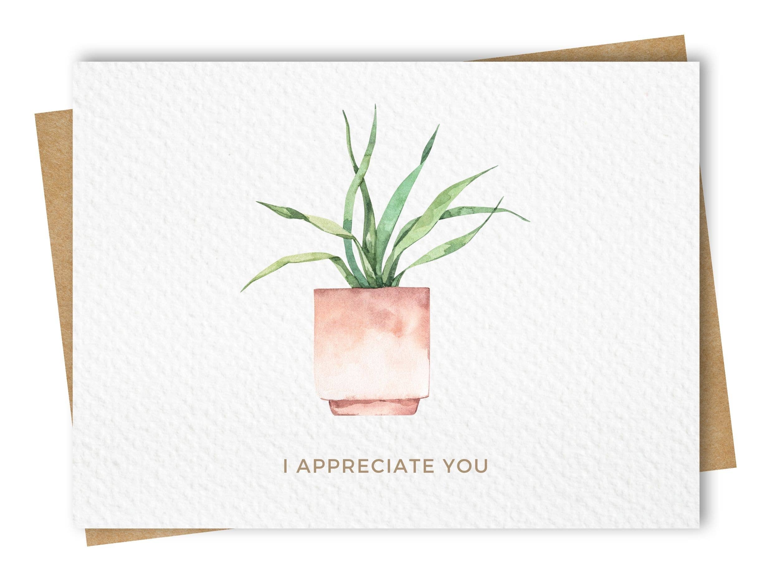 "I Appreciate You" Thank You Card, Includes Kraft Envelope