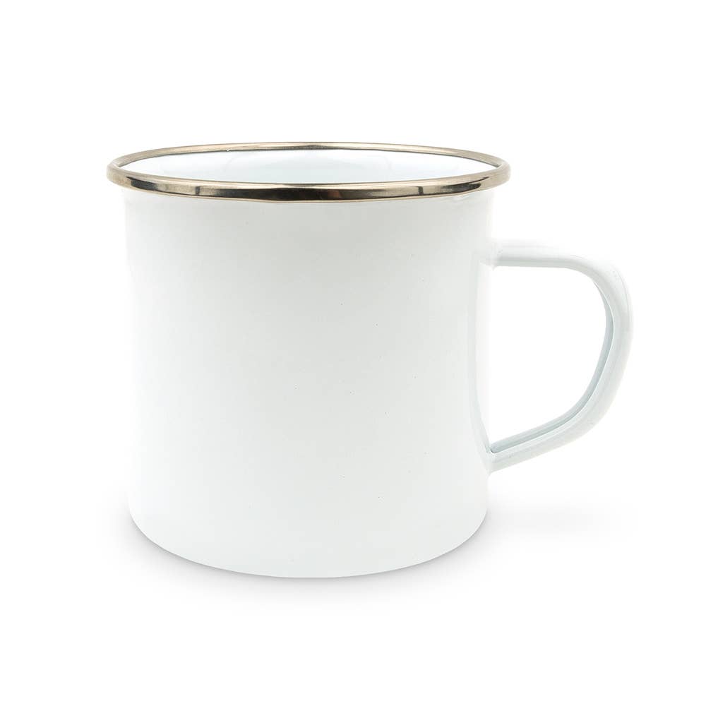 Plain White Enamel Stainless Steel Coffee Mug -CUSTOMIZABLE-