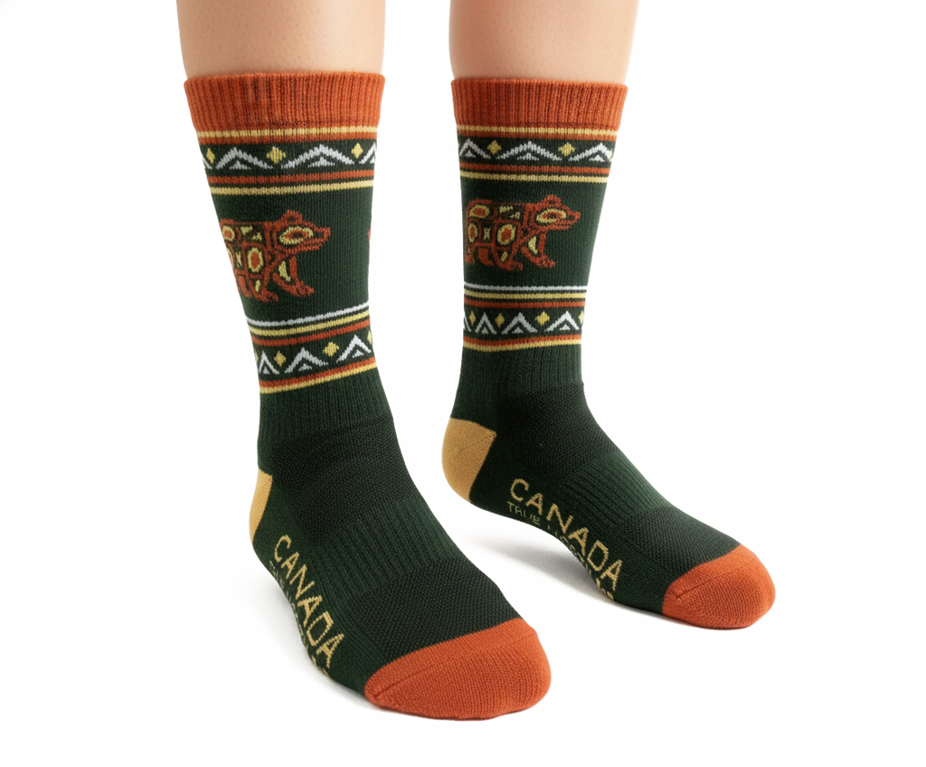 Unisex Spirit Bear Outdoor Mid-Calf Socks | Cushioned Cotton Blend Hiking Socks & Camping Socks