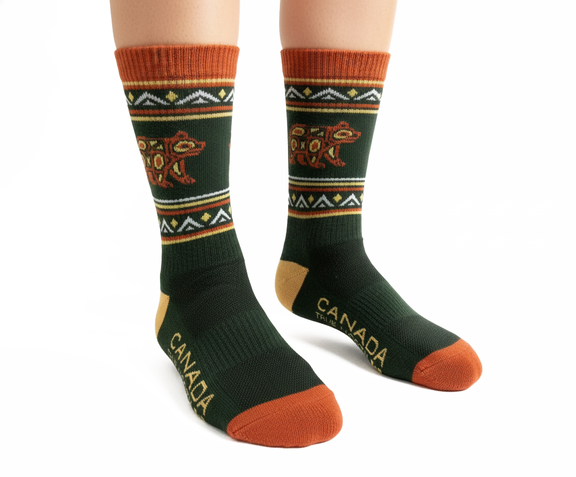 Unisex Spirit Bear Outdoor Mid-Calf Socks | Cushioned Cotton Blend Hiking Socks & Camping Socks