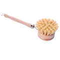 Bamboo & sisal long handle dish brush with replaceable head